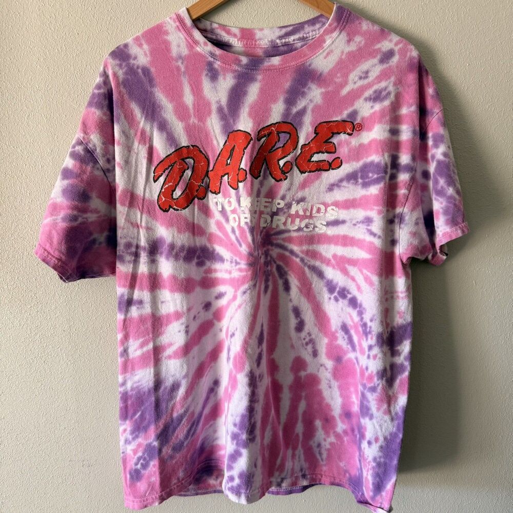 DARE Shirt Men XL Tie Dye Y2K 90s skater grunge streetwear gorpcore retro hippie